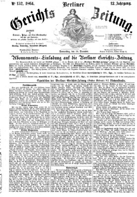 Berliner Gerichts-Zeitung Donnerstag 29. Dezember 1864