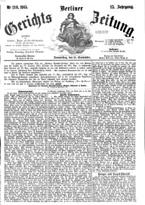 Berliner Gerichts-Zeitung Donnerstag 21. September 1865