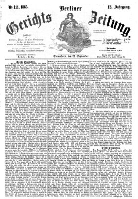 Berliner Gerichts-Zeitung Samstag 23. September 1865