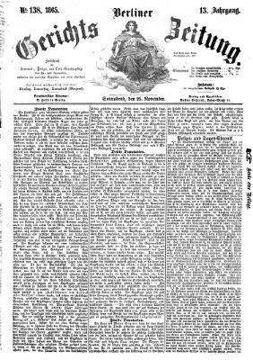 Berliner Gerichts-Zeitung Samstag 25. November 1865