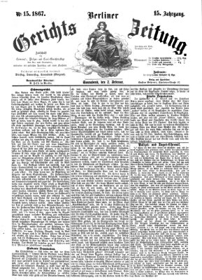 Berliner Gerichts-Zeitung Samstag 2. Februar 1867