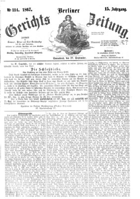 Berliner Gerichts-Zeitung Samstag 28. September 1867