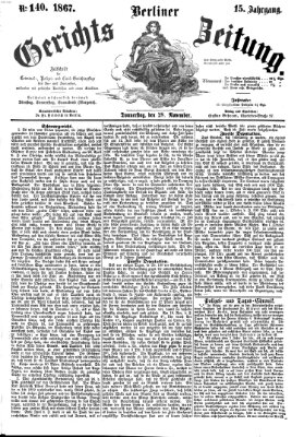 Berliner Gerichts-Zeitung Donnerstag 28. November 1867