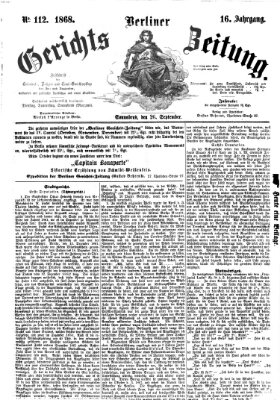 Berliner Gerichts-Zeitung Samstag 26. September 1868