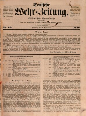 Deutsche Wehr-Zeitung (Preußische Wehr-Zeitung) Freitag 8. September 1848