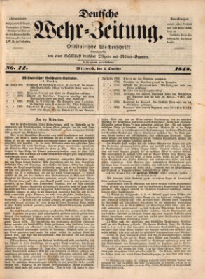 Deutsche Wehr-Zeitung (Preußische Wehr-Zeitung) Mittwoch 4. Oktober 1848