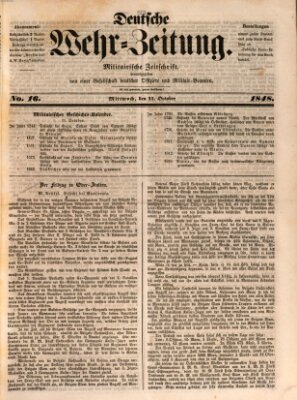 Deutsche Wehr-Zeitung (Preußische Wehr-Zeitung) Mittwoch 11. Oktober 1848