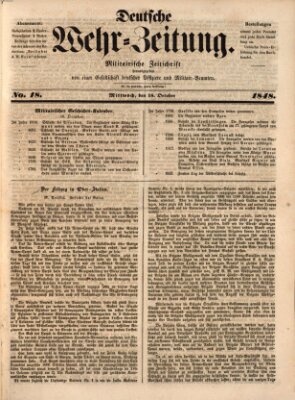 Deutsche Wehr-Zeitung (Preußische Wehr-Zeitung) Mittwoch 18. Oktober 1848