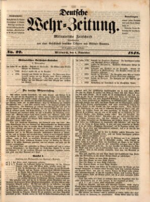 Deutsche Wehr-Zeitung (Preußische Wehr-Zeitung) Mittwoch 1. November 1848