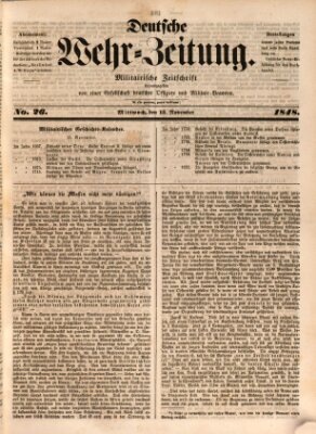 Deutsche Wehr-Zeitung (Preußische Wehr-Zeitung) Mittwoch 15. November 1848