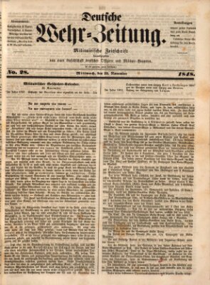 Deutsche Wehr-Zeitung (Preußische Wehr-Zeitung) Mittwoch 22. November 1848