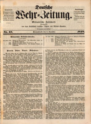 Deutsche Wehr-Zeitung (Preußische Wehr-Zeitung) Samstag 2. Dezember 1848