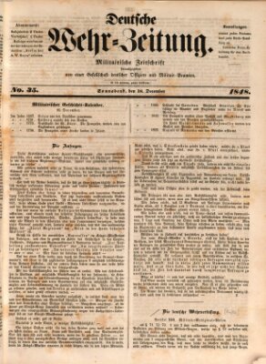 Deutsche Wehr-Zeitung (Preußische Wehr-Zeitung) Samstag 16. Dezember 1848