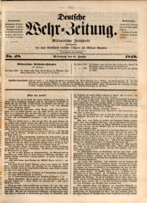 Deutsche Wehr-Zeitung (Preußische Wehr-Zeitung) Mittwoch 31. Januar 1849