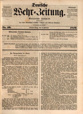 Deutsche Wehr-Zeitung (Preußische Wehr-Zeitung) Donnerstag 8. Februar 1849