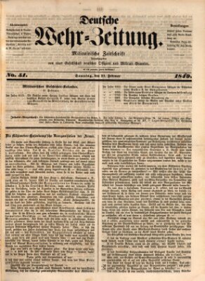 Deutsche Wehr-Zeitung (Preußische Wehr-Zeitung) Sonntag 11. Februar 1849