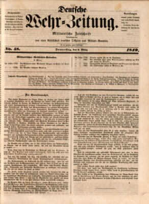 Deutsche Wehr-Zeitung (Preußische Wehr-Zeitung) Donnerstag 8. März 1849