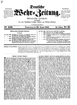 Deutsche Wehr-Zeitung (Preußische Wehr-Zeitung) Donnerstag 29. August 1850