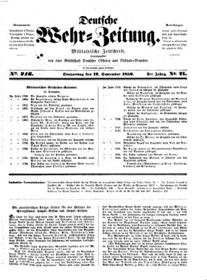 Deutsche Wehr-Zeitung (Preußische Wehr-Zeitung) Donnerstag 12. September 1850