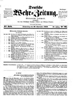 Deutsche Wehr-Zeitung (Preußische Wehr-Zeitung) Donnerstag 19. September 1850