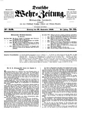 Deutsche Wehr-Zeitung (Preußische Wehr-Zeitung) Sonntag 22. September 1850