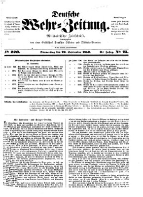 Deutsche Wehr-Zeitung (Preußische Wehr-Zeitung) Donnerstag 26. September 1850