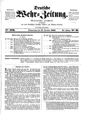 Deutsche Wehr-Zeitung (Preußische Wehr-Zeitung) Donnerstag 17. Oktober 1850