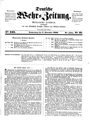 Deutsche Wehr-Zeitung (Preußische Wehr-Zeitung) Donnerstag 7. November 1850