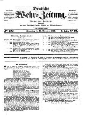 Deutsche Wehr-Zeitung (Preußische Wehr-Zeitung) Donnerstag 14. November 1850