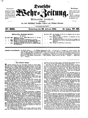 Deutsche Wehr-Zeitung (Preußische Wehr-Zeitung) Donnerstag 20. Februar 1851