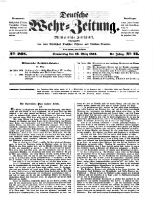 Deutsche Wehr-Zeitung (Preußische Wehr-Zeitung) Donnerstag 13. März 1851