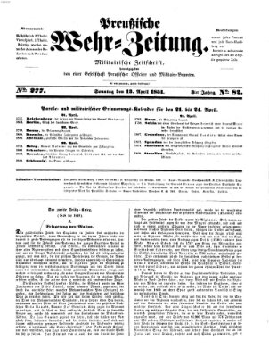 Preußische Wehr-Zeitung Sonntag 13. April 1851