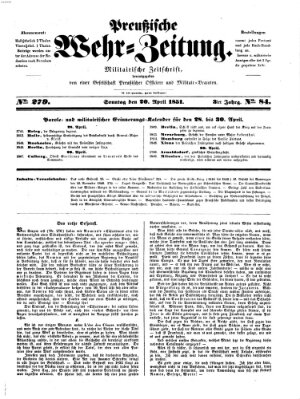 Preußische Wehr-Zeitung Sonntag 20. April 1851