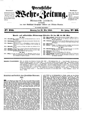 Preußische Wehr-Zeitung Sonntag 11. Mai 1851