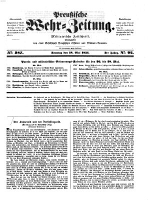 Preußische Wehr-Zeitung Sonntag 18. Mai 1851