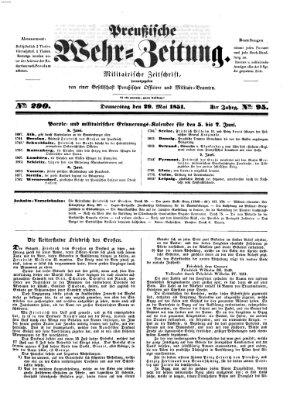 Preußische Wehr-Zeitung Donnerstag 29. Mai 1851