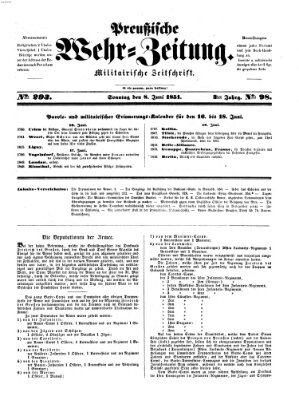 Preußische Wehr-Zeitung Sonntag 8. Juni 1851