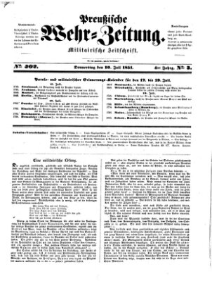 Preußische Wehr-Zeitung Donnerstag 10. Juli 1851