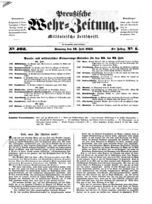 Preußische Wehr-Zeitung Sonntag 13. Juli 1851