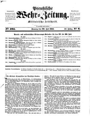 Preußische Wehr-Zeitung Sonntag 20. Juli 1851