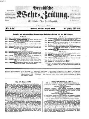 Preußische Wehr-Zeitung Sonntag 10. August 1851