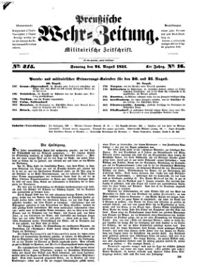 Preußische Wehr-Zeitung Sonntag 24. August 1851