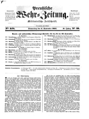 Preußische Wehr-Zeitung Donnerstag 4. September 1851