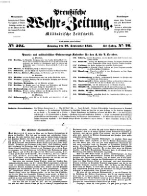 Preußische Wehr-Zeitung Sonntag 28. September 1851