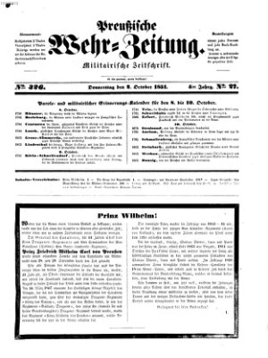 Preußische Wehr-Zeitung Donnerstag 2. Oktober 1851