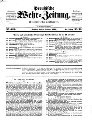 Preußische Wehr-Zeitung Sonntag 5. Oktober 1851