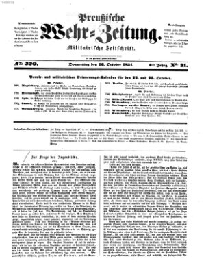 Preußische Wehr-Zeitung Donnerstag 16. Oktober 1851