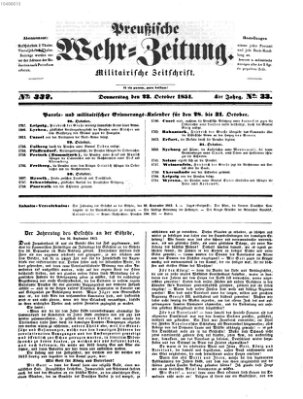 Preußische Wehr-Zeitung Donnerstag 23. Oktober 1851