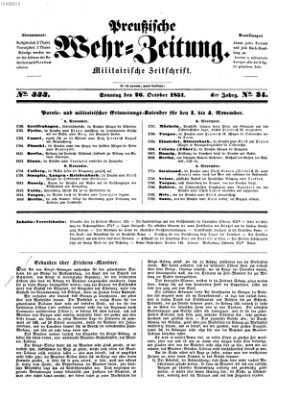 Preußische Wehr-Zeitung Sonntag 26. Oktober 1851