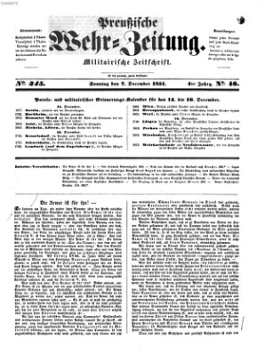 Preußische Wehr-Zeitung Sonntag 7. Dezember 1851